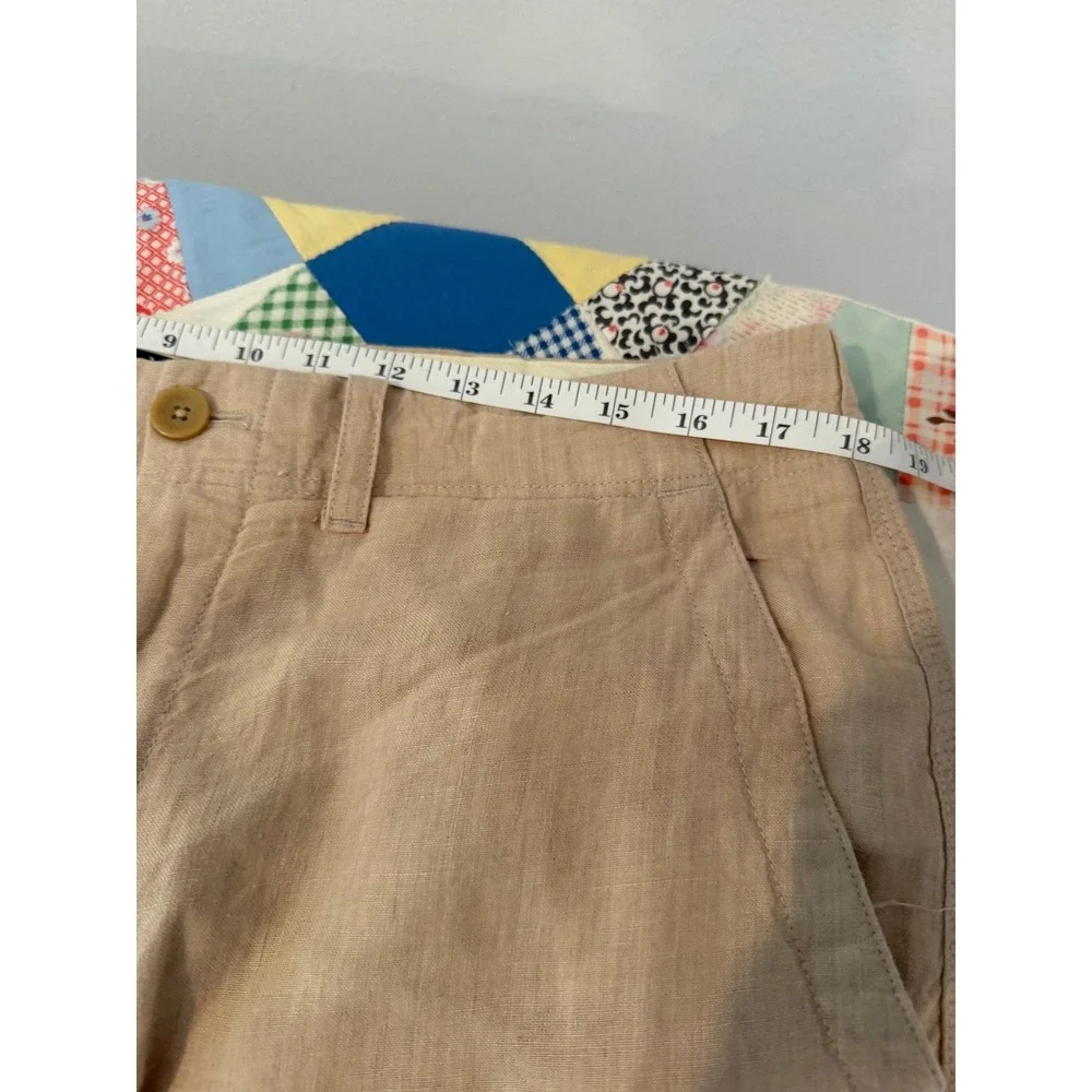 Banana Republic Mens 34x32 Straight Fit 100% Linen Pants Tan Beachy Drawstring